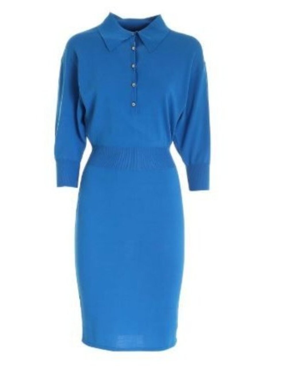 PINKO Knit Polo Midi Dress Blue Size Small NWT Collared Stretch Italy Ribbed